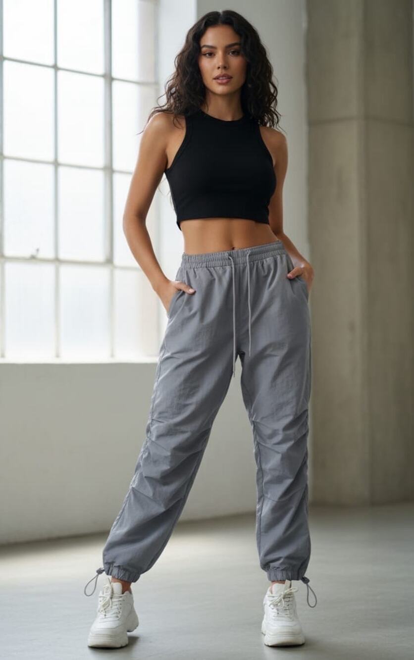 Ci Sono Women’s Cargo Pants Pull On Drawstring Pockets Gray Size Large